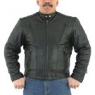 Mens Cowhide Racer Jacket w/ Airvent Front & Back, Z/O Lining, Vertical Gather on Sides