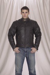 Mens Retro Brown Racer Jacket Airvent w/ Z/O Lining, Side Laces, Long Back, Elbow & Shoulder Pads, C