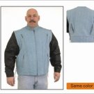 Mens Genuine Leather w/ Denim Look Racer Jacket