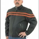 Mens Racer Jacket w/ Front & Back Airvents, 2 Orange Stripes Front & Back, Z/O Lining, Pigskin
