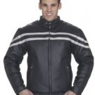 Mens Racer Jacket w/ Front & Back Airvents, 2 Silver Stripes on Front & Back, Z/O Lining, Heavy Duty