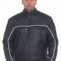 Mens Cowhide Racer Jacket, Reflector Stripe, Front & Back Airvents, Z/O Lining, Side Zippers