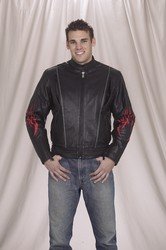 Mens Racer Jacket w/ Flame, Airvent Z/O Lining & Light Reflector N/W