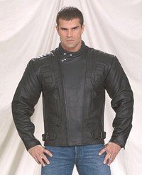 Mens Naked Cowhide Racer Airvent Jacket w/ Padding, Side Belt, Z/O Lining & Long Back