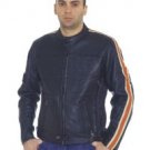 Mens Racer Jacket w/ Front & Back Airvents, Verticle Gather Sides, Z/O Lining, White & Orange Racing