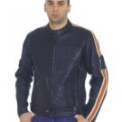 Mens Soft Leather Racer Jacket w/ Front & Back Airvents, Verticle Gather Sides, Z/O Lining, White & 