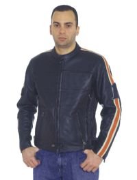 Mens Soft Leather Racer Jacket w/ Front & Back Airvents, Verticle Gather Sides, Z/O Lining, White & 