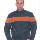 Mens Motorcycle Jacket w/ Orange Stripe & Reflector