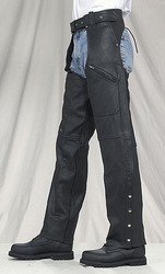 Plain Naked Cowhide Chaps w/ 3 Pockets Adjustable Gather in Thigh w/ Mesh Lining