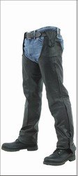 Naked Cowhide Leather Chap Pants w/ Side Zipper, Z/O Lining & Mesh Lining