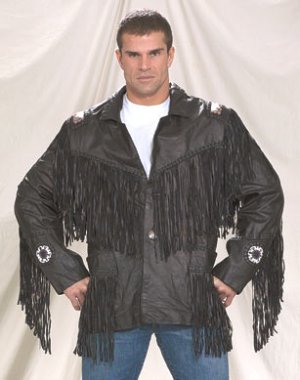 Mens Western Style Jacket w/ Fringes & Beads, Z/O Lining