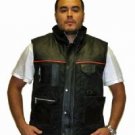 Mens Leather & Lightweight Mesh Cargo Vest