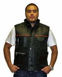 Mens Leather & Lightweight Mesh Cargo Vest