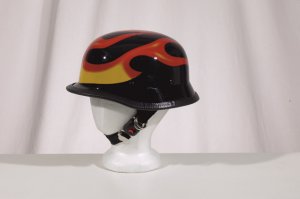 German Shiny Novelty Helmet w/ Flame, Y-Strap, Q-Release