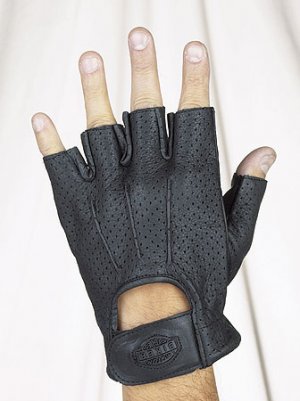 All Leather Fingerless Riding Gloves w/ Gel & Airvent Holes w/ Velcro