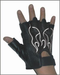 White Flame Fingerless Gloves