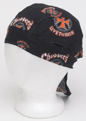 Cotton Skull Cap w/ Chopper Cross & Live To Ride Logo