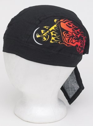 Cotton Skull Cap w/ Motorcycle in Flames