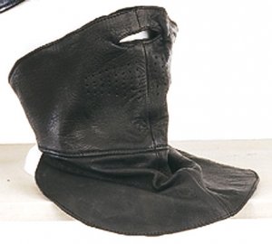 Leather Face Mask Long w/ Adjustable Velcro Strap on Back