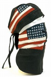 Leather Face Mask USA Flag Ajdustable Velcro Strap (One Size)