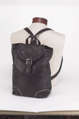 Ladies Back Pack w/ Studs & Buckle Fold-Over Flap