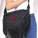 Ladies Red Rose Inlay Purse Large