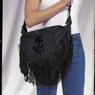 Ladies Black Rose Inlay Purse Large ac2002