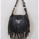 Ladies Black Rose Inlay Purse Small