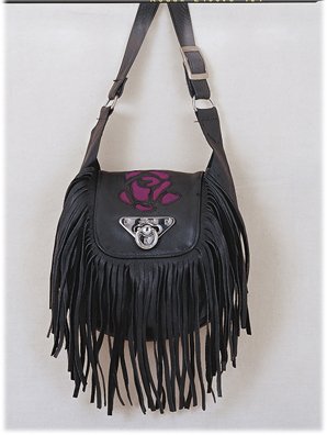 Ladies Purple Rose Inlay Purse Small