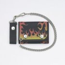 Biker Trifold Chain Wallet w/ Flame