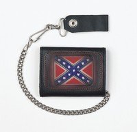 Biker Trifold Chain Wallet w/ Rebel Flag