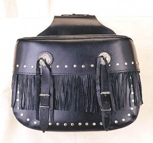 PVC-Large Heritage Bag w/ Fringes, Studs & Concho, Straight