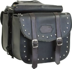 PVC Saddlebag w/ Studs & Brown Straps