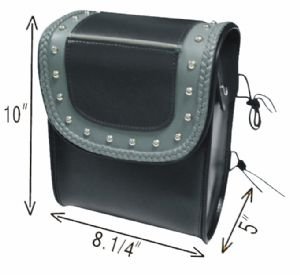 PVC Sissybar Bag w/ Grey Braids, Studs, Two Straps & Quick Release, Water Proof