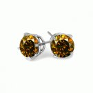 0.75 Carat Cognac Red Diamond Earrings in 14k white or Yellow Gold