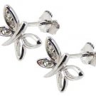 BUTTERFLY WITH CZ STERLING SILVER EARRING