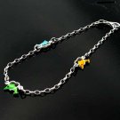 STERLING SILVER DOLPHINS IN HEART ANKLET