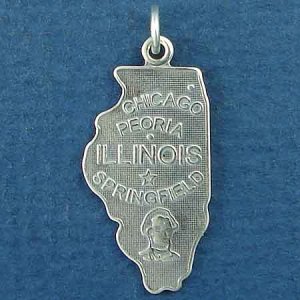 State of Illinois Sterling Silver Charm Pendant