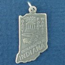 State of Indiana Sterling Silver Charm Pendant