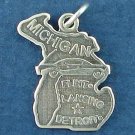 State of Michigan Sterling Silver Charm Pendant