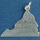 State of Virginia Sterling Silver Charm Pendant