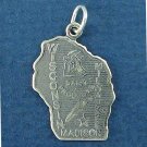 State of Wisconsin Sterling Silver Charm Pendant