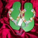 Green Fabric Flip Flops