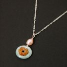 Yellow Wreath Jade with Pearl Silver Necklace - MJNL0009
