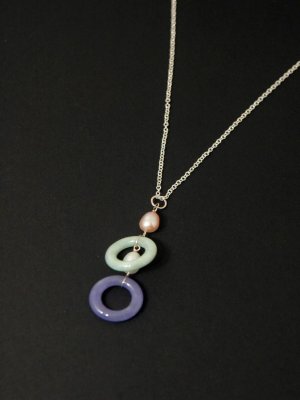 Double Wheel Jade Silver Necklace - MJNL0013