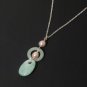 Light Green Jade with Pearl Silver Necklace - MJNL0015