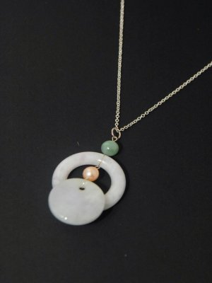 White Jade with Pearl Silver Necklace - MJNL0018