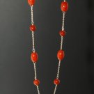 Red Ball Jade Silver Necklace - MJNL0033