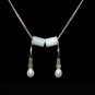 Green Receptacle Jade with Pearl Silver Earring - MJER0029