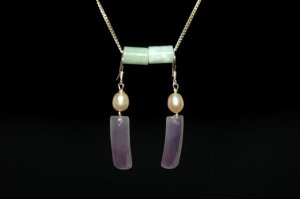 Purple Jade with Pearl Silver Earring - MJER0022
